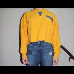 Yellow mariners cropped crew neck sweatshirt